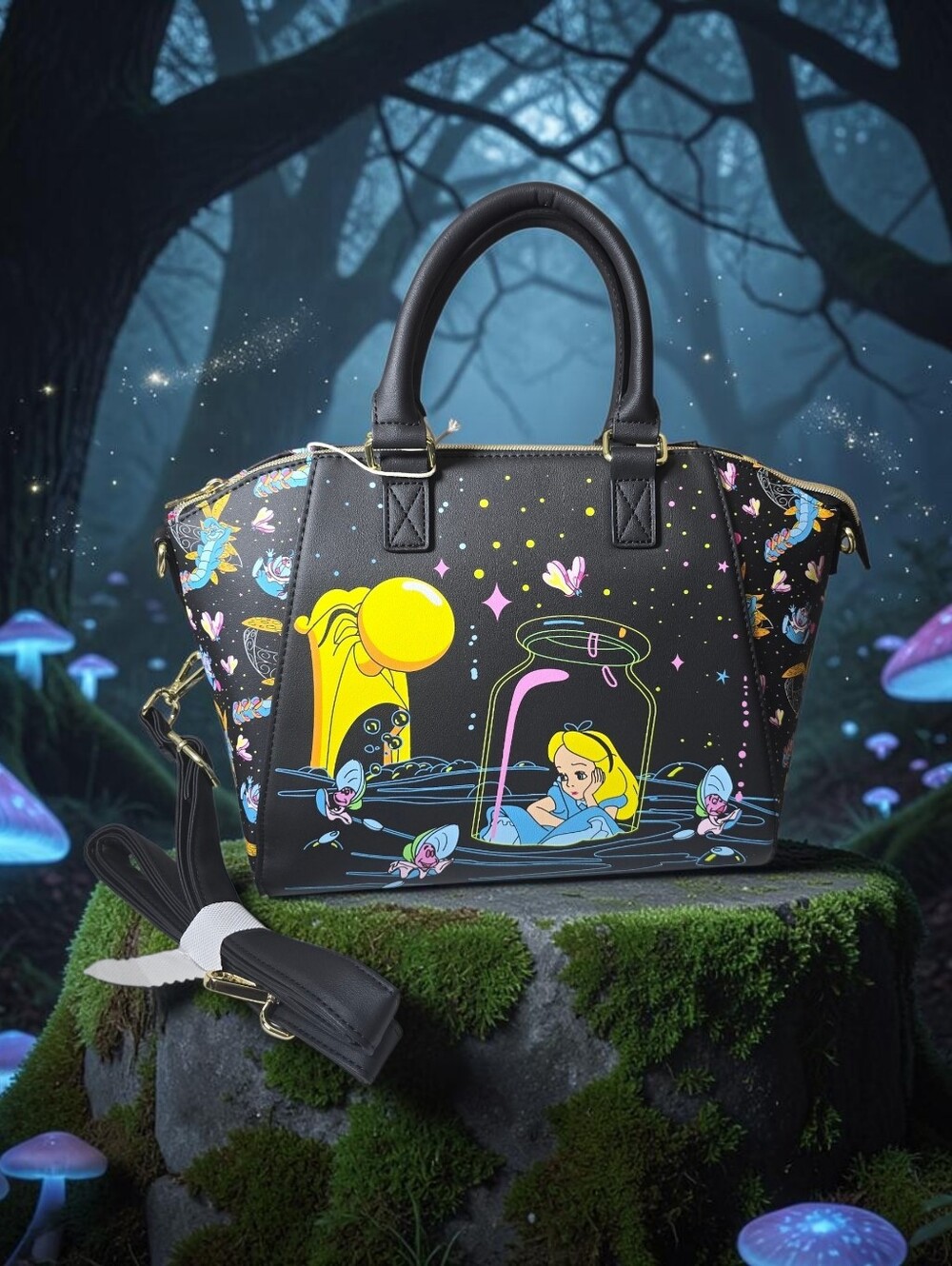 Loungefly Disney Alice in Wonderland Floating Bottle Satchel Bag Nwt